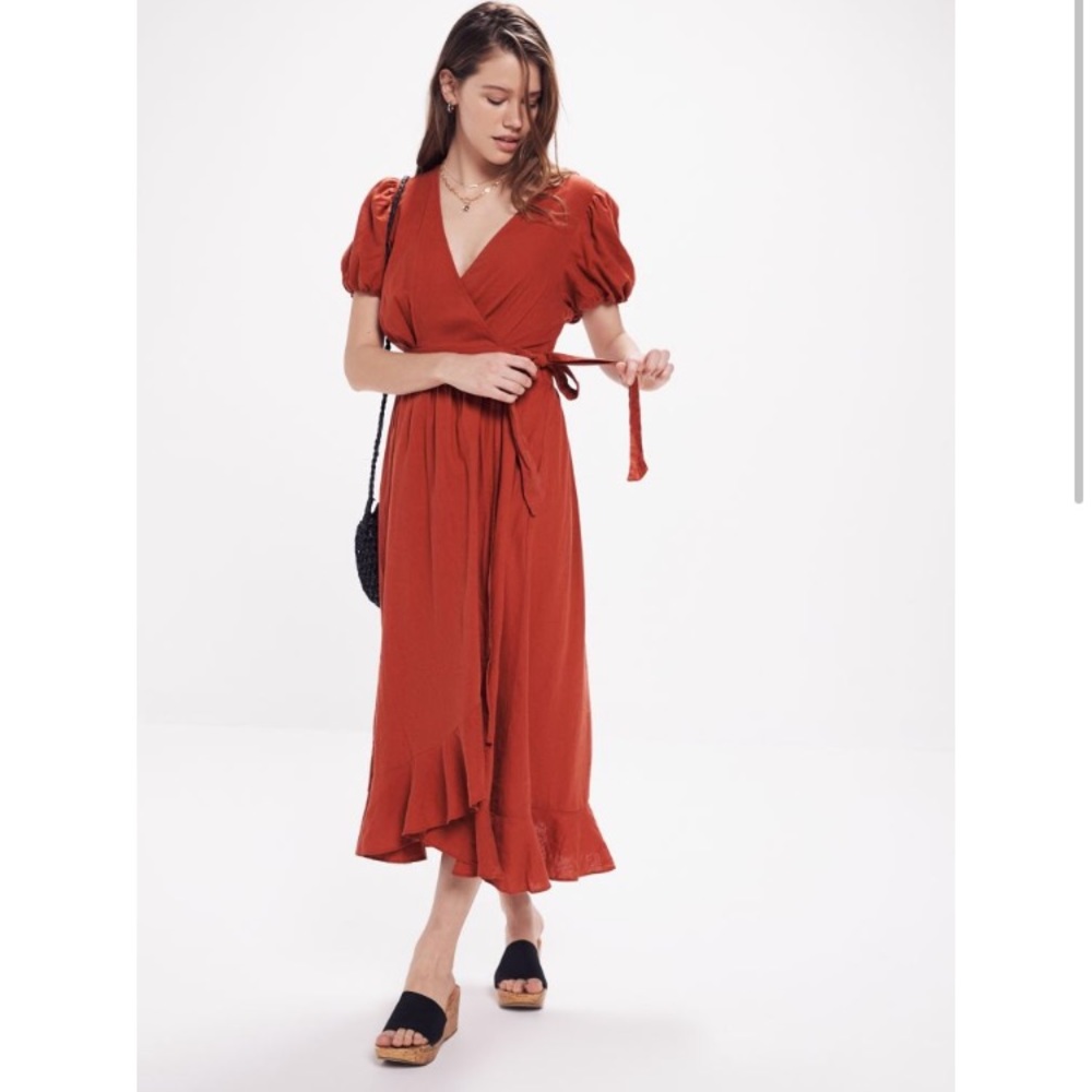 UO Amalfi linen wrap dress